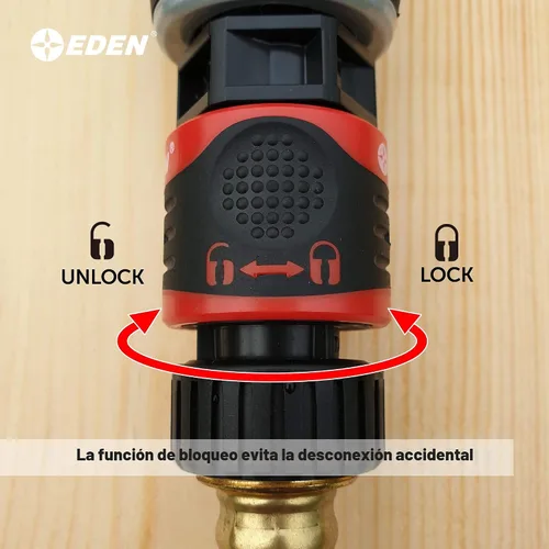 Miniatura 4 de Eden 95210 Accesorio Premium para Manguera de Jardín de Conexión Rápida con Parada de Agua y Función de Bloqueo, Juego de 5 Piezas