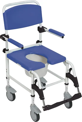 Miniatura 3 de Drive Medical NRS185007 Silla de ducha de aluminio con cuatro ruedas de bloqueo trasero, azul