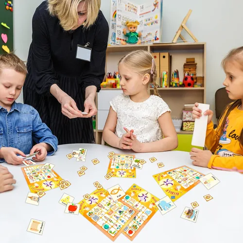 Miniatura 6 de Juego de bingo para 24 jugadores para niños, juego de bingo bíblico y tarjetas de bingo de Acción de Gracias para actividades familiares, escuela