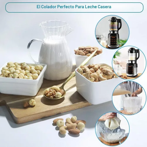Miniatura 2 de Bolsa de leche de nuez reutilizable, paquete de 3 bolsas de estopilla de 12 x 10 pulgadas para colar leche de almendra/soja, colador de yogur