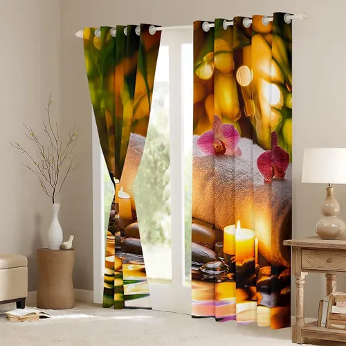 Miniatura 3 de Cortinas zen de spa, cortinas de ventana de naturaleza muerta para niños, niñas, adolescentes, velas aromáticas, cortinas de tratamiento