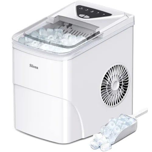 Miniatura 23 de Máquina de hielo Nugget para encimera, Silonn máquina de hielo de pellets masticables con función de autolimpieza, 33 libras/24H máquinas de hielo