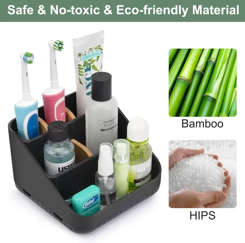 Miniatura 7 de Chintu Portacepillos de dientes para baño, organizador de encimera de baño, soporte eléctrico para cepillado de dientes, 6 ranuras para organización
