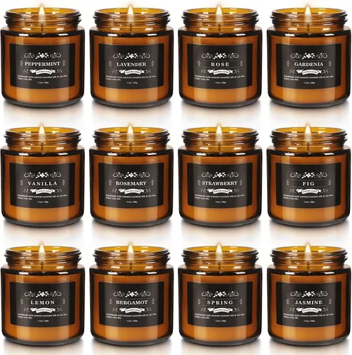 Miniatura 18 de YOROXRG Juego de 12 velas perfumadas de cera de soja, velas de lata de viaje para el hogar, 3.05 onzas para mamá para Navidad, cumpleaños, Acción