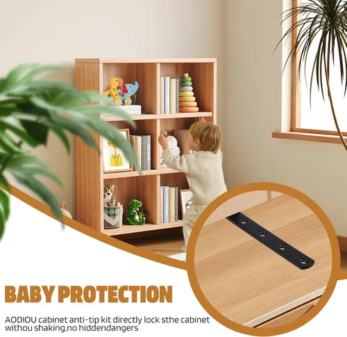Miniatura 4 de Anclajes de pared para muebles, 12 unidades, antipunta, a prueba de bebés, para asegurar la seguridad, 400 libras, estantería de tocador a la pared