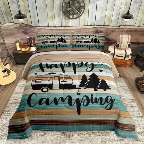 Miniatura 50 de Lake House - Juego de edredón tamaño individual, juego de ropa de cama rústica de granja vieja de 2 piezas para niños, adolescentes y adultos