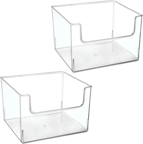 mDesign - Organizador de almacenamiento con frente abierto de plástico moderno para organización de baño - Estante de tocador, casillero, gabinete y
