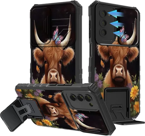 Miniatura 1186 de Funda para Samsung Galaxy S22 Ultra 5G, Galaxy S22 Ultra con cubierta de cámara deslizante, funda resistente de doble capa con función atril Black