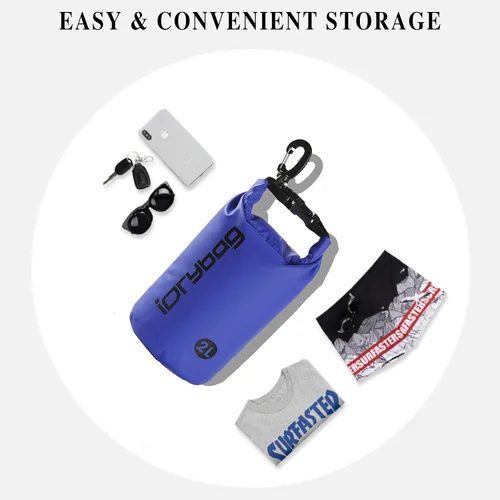 Miniatura 4 de IDRYBAG Bolsa seca para kayak impermeable 2L/5L/10L/15L/20L, pequeña bolsa impermeable para navegación