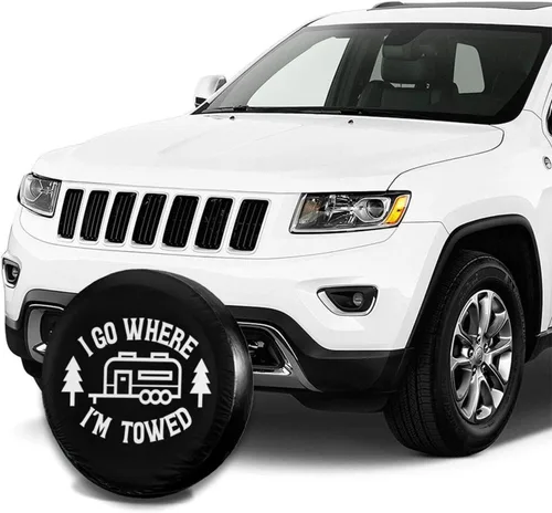Miniatura 4 de I Go Where I'm Towed - Cubierta de neumático de repuesto impermeable UV para remolque, RV, SUV y muchos vehículos de 15 pulgadas