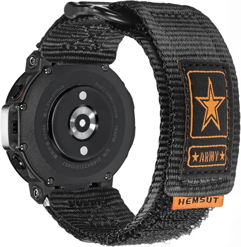 Miniatura 8 de Watch Bands Compatible with Amazfit T-Rex 2, Millitary Nylon Strap With Hook and Loop Design and Tools included Café