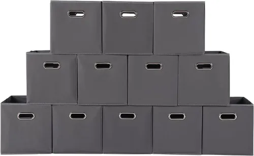 Miniatura 58 de Contenedores de almacenamiento de tela, organizadores de tela con asa, cubos plegables para almacenamiento de tela o accesorios, 11 x 11 x 11 Naranja
