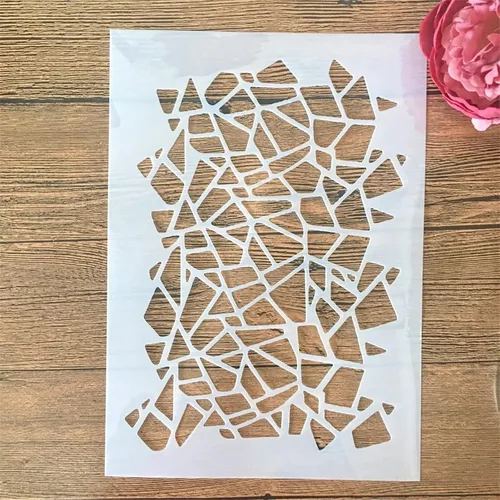 Miniatura 10 de TIAMECH Plantilla A4 reutilizable de líneas de símbolos pequeños para pintar, plantilla de capas de textura de cuadrícula, arte de pared