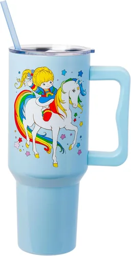 Miniatura 16 de Silver Buffalo - Vaso de acero inoxidable Sanrio Hello Kitty con flores de primavera y verano y rayas arcoíris, con asa y popote, compatible