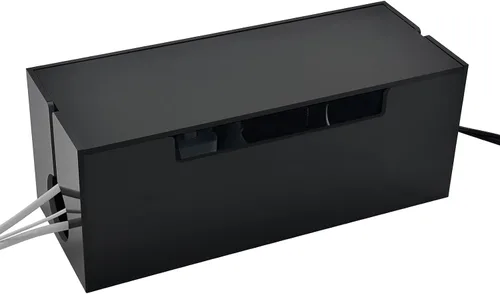 Miniatura 2 de Caja organizadora de cables para cables, 2 ranuras abiertas, organizador de regletas de alimentación debajo del escritorio y almacenamiento de Negro