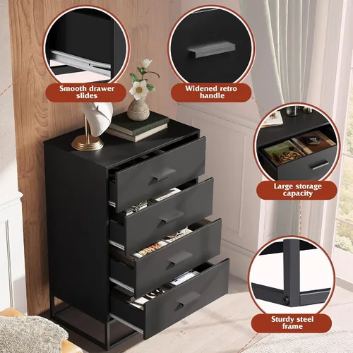 Miniatura 6 de WLIVE Wood Dresser for Bedroom, Wide Chest of Drawers with Metal Handle for Living Room, Hallway