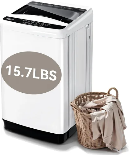 Lavadora portátil de 1.0 pies cúbicos, lavadora de capacidad totalmente automática con 10 programas de lavado, 6 niveles de agua y bomba de drenaje,