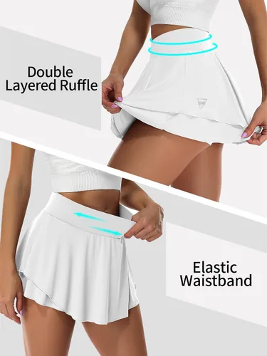 Miniatura 4 de V FOR CITY Falda deportiva de tenis para mujer, cintura alta con bolsillos cortos, cordón ajustable, para entrenamiento, golf, faldas