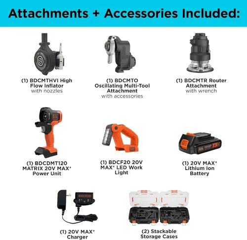 Miniatura 3 de BLACK+DECKER MATRIX - Kit de herramientas eléctricas de 20 V MAX, incluye taladro inalámbrico, 12 accesorios y estuche de almacenamiento