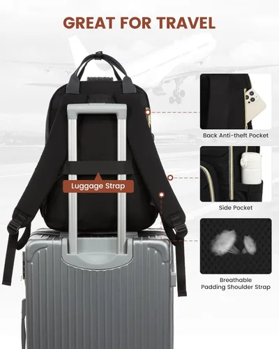 Miniatura 4 de LOVEVOOK - Mochila antirrobo con candado de seguridad para computadora portátil unisex; mochila para viajar, ir a la escuela y universidad, llevar