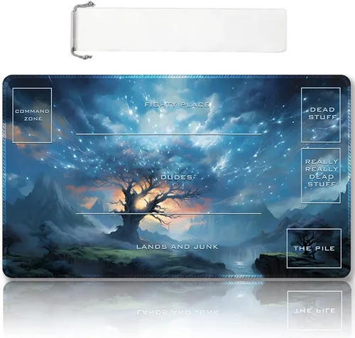 Miniatura 30 de Tapete de juego MTG cosido de alta calidad con zonas y respaldo de goma antideslizante, tapete de juego TCG para MTG y otros juegos de cartas, Dkt