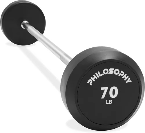 Miniatura 7 de Philosophy Gym Barra fija de goma, barra recta de peso precargada para entrenamiento de fuerza y levantamiento de pesas