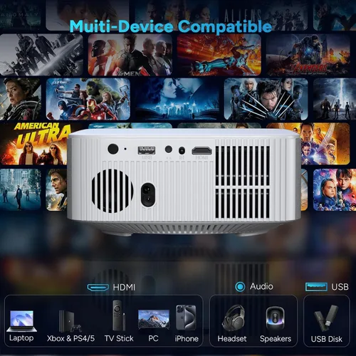 Miniatura 7 de Mini proyector portátil con enfoque eléctrico, proyector NICPOW Full HD 1080P, proyector de películas Bluetooth con Keystone automático, Bluetooth