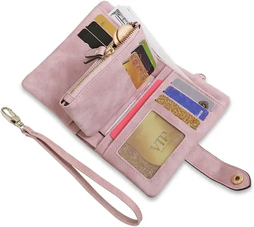 Miniatura 5 de Carteras para mujer, plegables, pequeñas, de piel suave, Rfid, billeteras triples para mujer, billeteras para mujer, mini cartera de mano