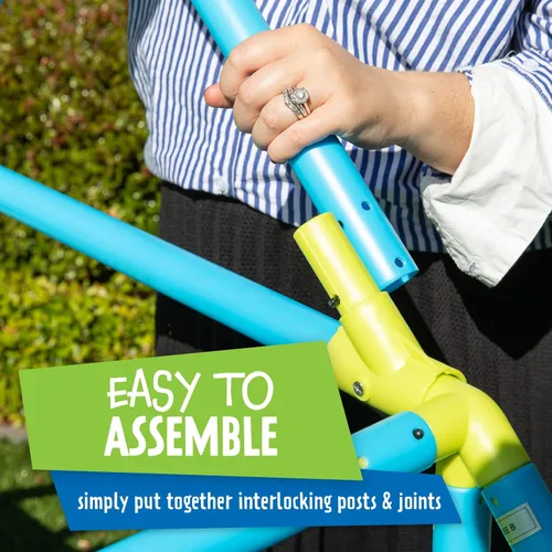 Miniatura 4 de Eezy Peezy Mega Pirámide Barras de Mono Torre de Escalada Activa Diversión al Aire Libre para Niños de 3 a 8 Años, Azul/Verde Azul y verde