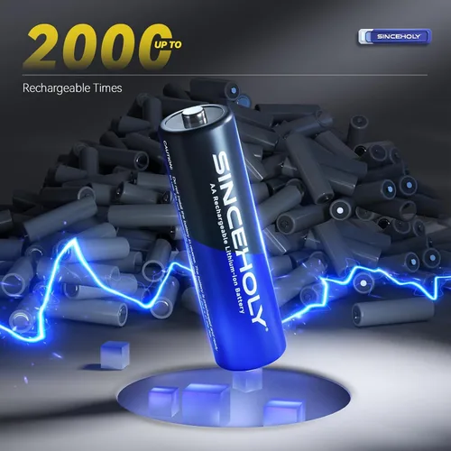 Miniatura 2 de SINCEHOLY Paquete de 8 baterías recargables AA de litio con cargador rápido, baterías dobles de 1.5 V 3000 mWh, más de 1600 tiempos de ciclo