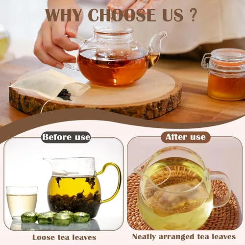 Miniatura 4 de Bolsas de té para té de hojas sueltas - Mini bolsas de té vacías, bolsa de filtro desechable, bolsa vacía con cordón biodegradable y compostable
