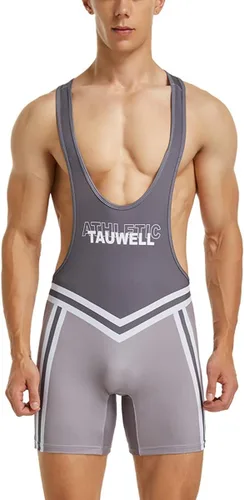Miniatura 14 de Enterizo deportivo sin mangas para hombre de lucha libre activa, para partidarios atléticos, ajustado, leotardo 05-negro