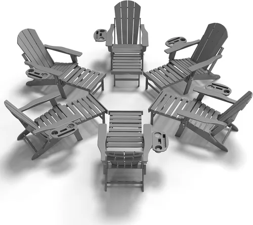 Miniatura 17 de NAVINE Silla Adirondack ajustable con reposapiés retráctil, Silla Adirondack plegable de HDPE con portavasos, Silla Adirondack para todo el tiempo