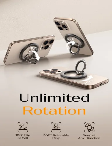 Miniatura 7 de LISEN para soporte de agarre de teléfono Magsafe, soporte de anillo magnético de rotación 360°, anillo magnético para soporte de estuche