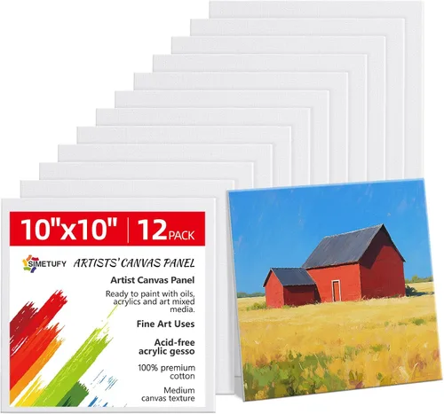 Miniatura 14 de Simetufy Paquete de 12 tableros de lienzo de 9 x 12 pulgadas para pintar paneles de lienzo, imprimados con gesso sin ácidos, 100% algodón