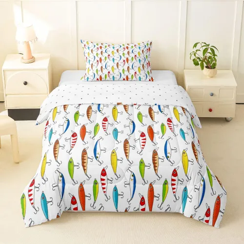Miniatura 38 de Erosebridal Juego de edredón de tiburón, tamaño individual, juego de ropa de cama de vida oceánica para niños y niñas, color verde azulado