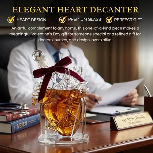 Miniatura 4 de Heart Decanter - Juego de decantador de whisky y vino, aireador de órganos, con texto en inglés «That Someone You Love», regalo para médicos