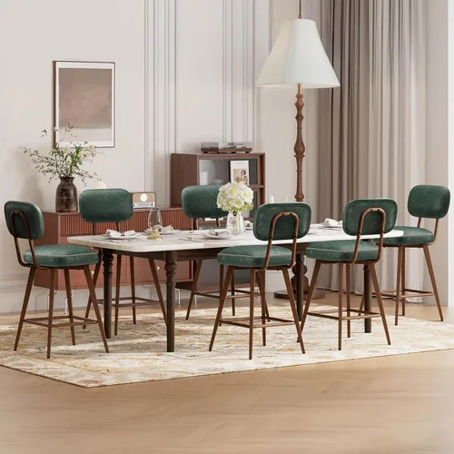 Miniatura 33 de MALOL 26“ PU Leather Swivel Bar Stools Set of 2, Mid Century Counter Height Bar Chairs with Low Back and Metal Legs, Modern Bar Stool Chair for