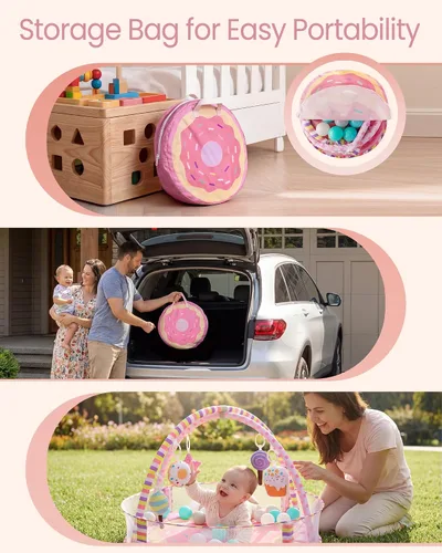 Miniatura 5 de Alfombra de juego 4 en 1 para bebés y gimnasio de juegos para bebés, tapete de actividades para bebés, tapete de actividades para bebés y niños