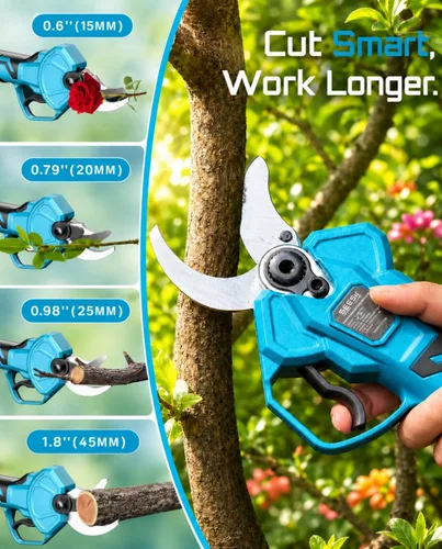 Miniatura 6 de Seesii Tijeras de podar eléctricas para jardinería: podadora eléctrica inalámbrica de corte de 1.8" - Motor sin escobillas, batería dual de 4.0Ah