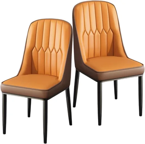 Miniatura 26 de YVYKFZD Juego de 2/4 sillas de comedor, sillas de cocina con respaldo y patas de metal, silla de comedor de piel sintética, silla auxiliar cómoda