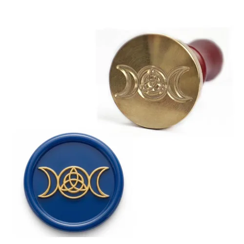 Miniatura 10 de Triskelion, triquetra, vector, diosa, pentáculo, árbol de la vida en triple luna sello sello cera sello, para invitación de boda, tarjetas, cartas