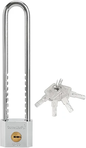 Candado de cadena larga, cerradura de puerta, cerradura pequeña en forma de U, latón macizo de 2 pulgadas, longitud extraíble y ajustable, gancho de