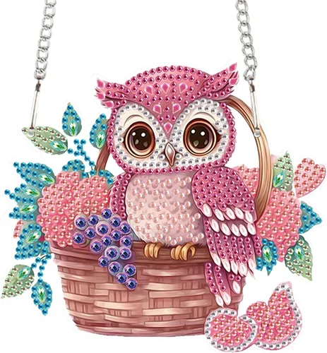 Miniatura 37 de AiYuanzsh Animal Parrot DIY Kits de Pintura de Arte de Diamante de Acrílico Colgante Pendientes de Arte de Diamante de Rinstone Especialmente Búho