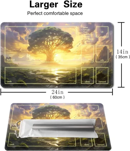 Miniatura 2 de MTG Playmat - Impresión antideslizante en la parte trasera, ideal para entusiastas de los juegos de cartas, tapete de juego TCG (Dawn of Hope-Deck)
