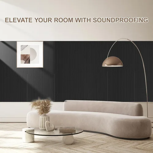 Miniatura 2 de Paquete de 10 paneles acústicos grandes de 48 x 24 x 0.38 pulgadas, paneles de pared autoadhesivos para amortiguar el sonido, paneles de pared Negro
