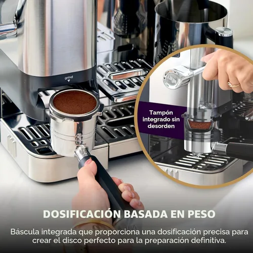 Miniatura 4 de Ninja Luxe Café Pro Series, máquina de café expreso, café por goteo, infusión fría, agua caliente, prensador integrado, molinillo integrado, Acero