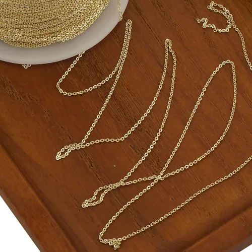 Miniatura 4 de Cadena de cable rellena de oro de 14 quilates de 6 pies para fabricación de joyas personalizadas, cadena de cable a granel sin terminar (0.039 in)