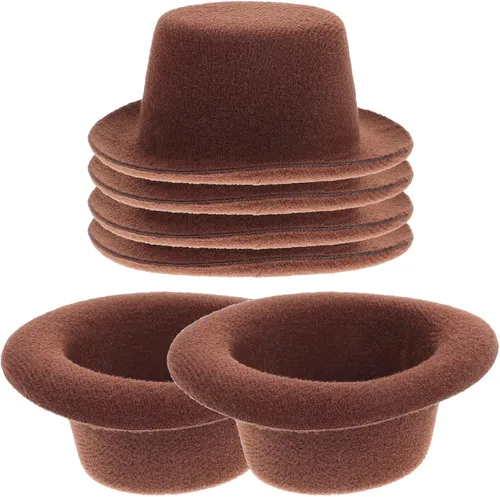 Miniatura 11 de Sombreros de muñeco de nieve para manualidades, 6 mini topsombreros, 3.54 x 1.18 pulgadas, sombreros de tela en miniatura de Navidad, accesorios