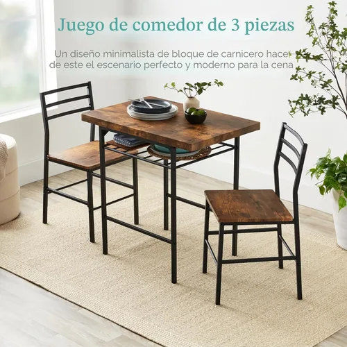 Miniatura 5 de Best Choice Products Juego de comedor moderno de 3 piezas, comedor que ahorra espacio para cocina, comedor, espacio pequeño con marco de acero